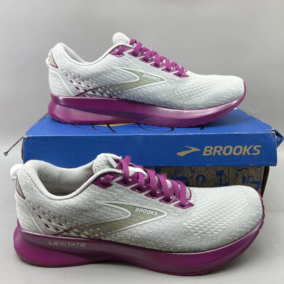 Brooks Levitate 5 Running Shoes Women Size 9.5 Gray Purple Comfort Low Sneakers - Picture 1 of 9